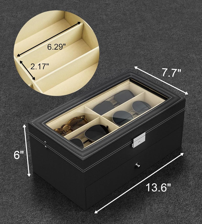 NEWLOOP Store Sunglasses Organizer Multiple Pairs of Glasses Display Case Sunglass Hard Shell Storage Box for Women Men 12/16 Slots - Image 4